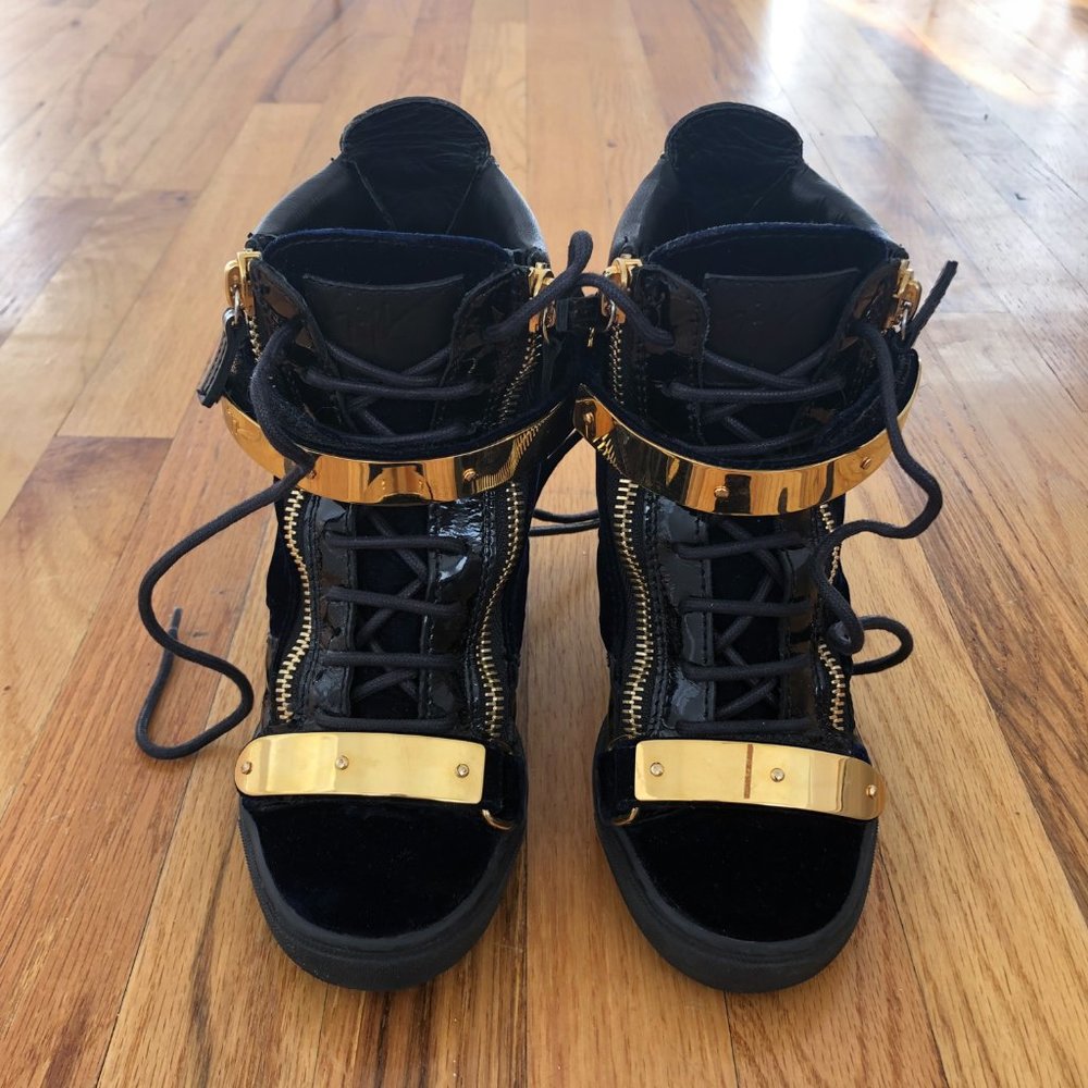 Giuseppe Zanotti Coby gold high-top wedge sneakers